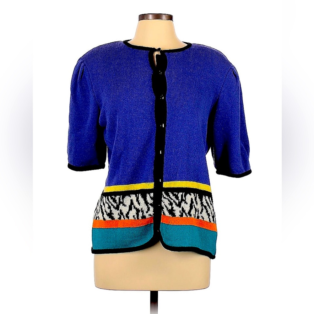 VTG. Short sleeve color block cardigan